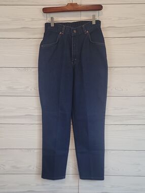 Vintage 70s Levi's White Tab High Waist Dark Blue Denim Jeans Womens Size 10